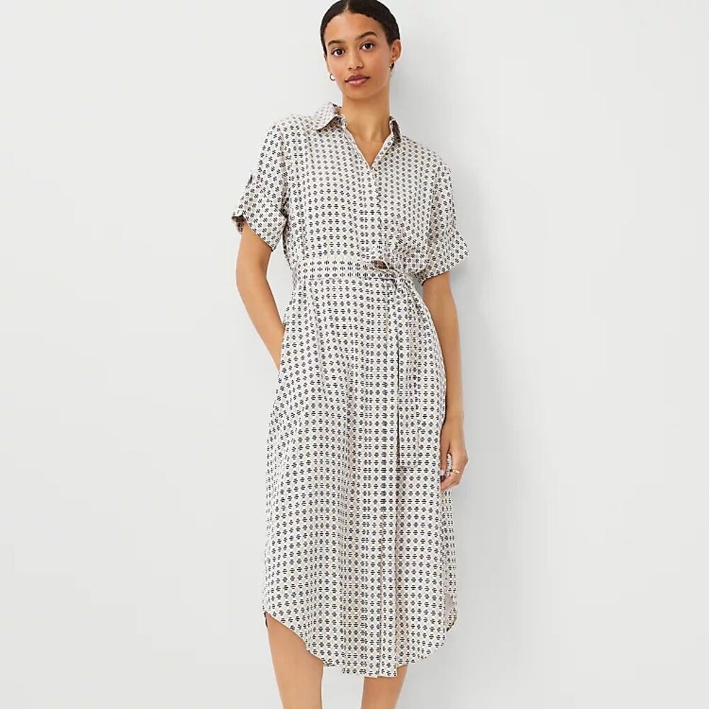 NWT Ann Taylor Petite Geo Midi Shift Dress Size 8P